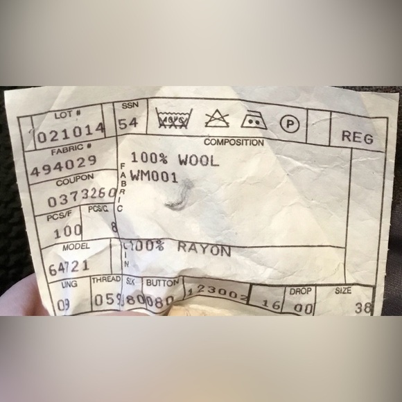 Dayton’s Men’s Suit Jacket Blazer, Green/Brown w/Burgundy Stripe, Wool; Size 38 - Picture 3 of 9